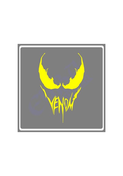 Venom Araba, Motorsiklet, Kask, Laptop,cam Sticker 16x12 Cm Venom Yazılı Sarı