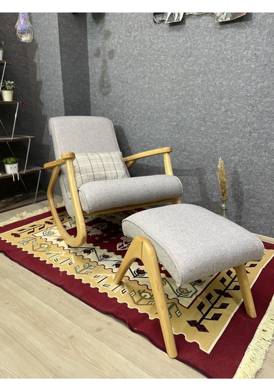 Asedia Ekol Naturel Taş Gri Ahşap Sallanan Sandalye Dinlenme Koltuğu