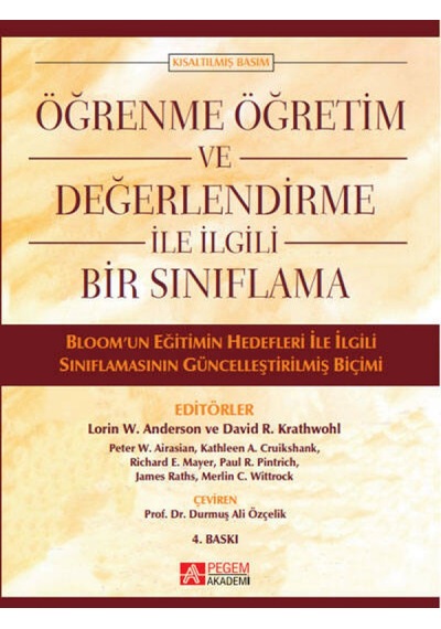 Pegem Akademi Yayıncılık - Öğrenme Öğretim ve Değerlendirme ile İlgili Bir Sınıflama