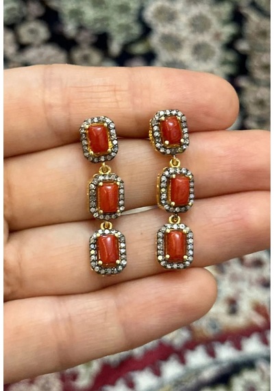 Mercan Elmas Küpe 077