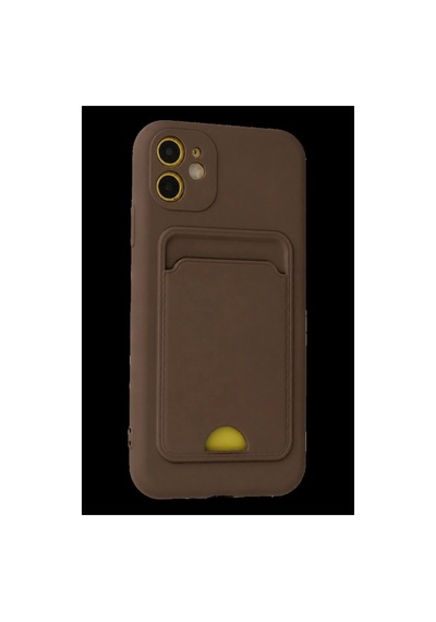 Apple İphone Uyumlu 11 Kılıf Kelvin Kartvizitli Silikon - Kahverengi