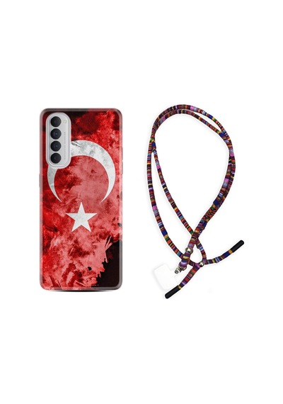 Oppo Reno 4 Pro Kılıf Rasta Boyun Askılı Şanlı Türk Bayrağı 1315