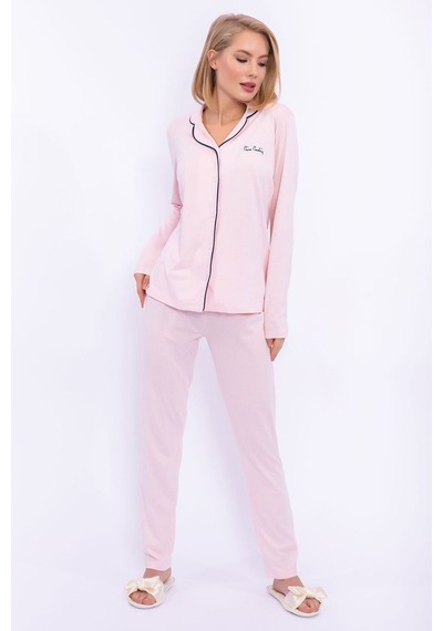 Kadın Gömlek Pijama Takımı Pembe