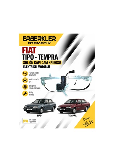 Sol Ön Kapı Cam Krikosu Elektrikli Motorlu - Fiat Tipo Tempra - Erb1863