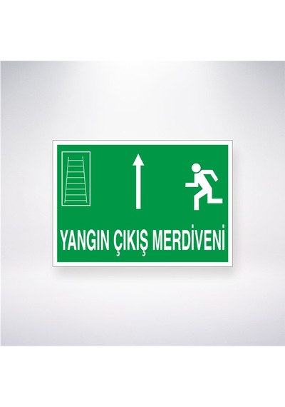 Yangın Çıkış Merdiveni Üstte 21x28 Arkası Yapışkanlı Sticker