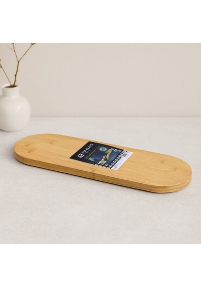 Oval Bambu Ahşap Sunum Tepsisi 15x44x1.5 Cm 1 Cm Ayaklı Çok Renkli