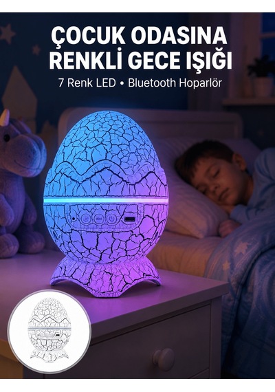 Dinazor Yumurta Gece Lambası Yeni Nesil Açık Altın