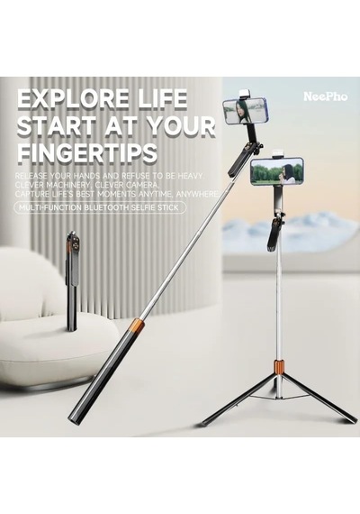 3 Eksen Anti Shake Stabilizasyonlu Selfie Çubuğu Tripod 170 Cm Uzatılabilir Alüminyum Gövde 10 M Bluetooth Kumanda 360 Ayar 1/4 Vida Kamera Vlog Canlı Yayın Np-l6s