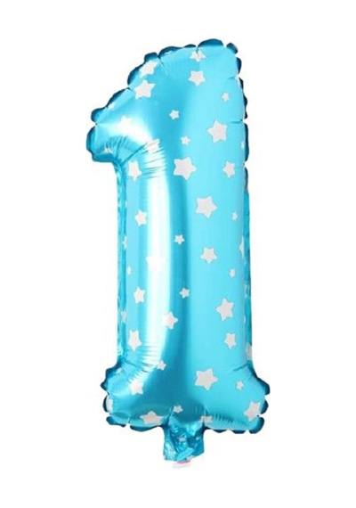 1 Rakamlı 16 Inç Mavi Yıldızlı Folyo Balon 36 Cm 6