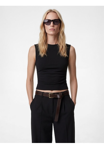 Koton Krep Scuba Kumaş Slim Fit Bisiklet Yaka Kolsuz Drape Detaylı Bluz Siyah 6sak10005ek Siyah Koton Krep Scuba Kumaş Slim Fit Bisiklet Yaka Kolsuz Drape Detaylı Bluz Siyah 6sak10005ek Siyah