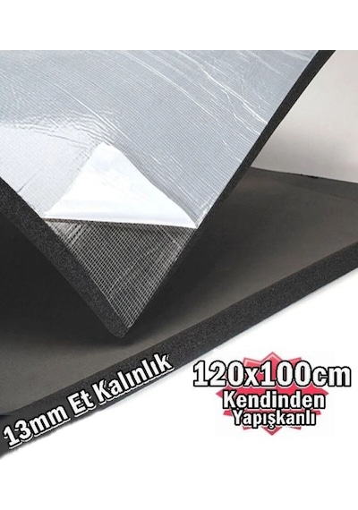 Araç Oto Ses Isı 13mm Kauçuk Izolasyon Karavan Yalıtım Malzemesi 120cmx100cm Levha Yapışkanlı