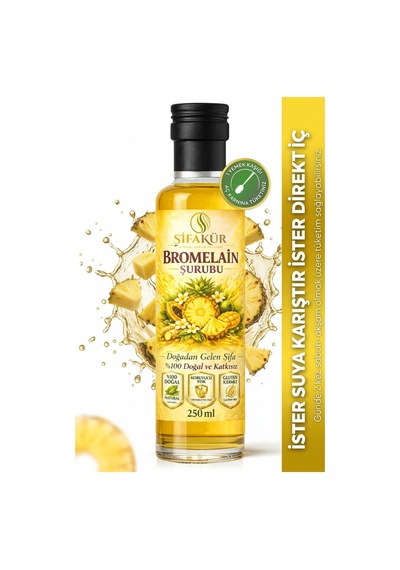 Bromelain Şurubu 250 ml Bromelain Ananas Şurubu L-Karnitin C Vitaminli