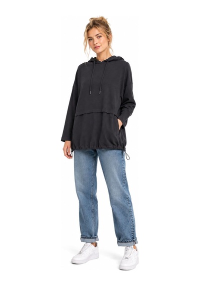 Neden Tekstil Kadın Oversize Kapüşonlu Siyah Sweatshirt