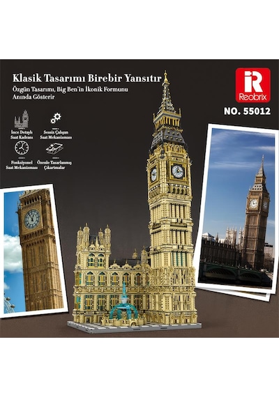 Reobrix 55012 Saat Kulesi Big Ben Yaratıcı Yapı Blok Seti Building Blocks The Clock Tower -13825parça