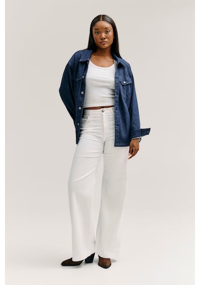 Guess Bellagio Wide Leg Kadın Jean Pantolon W6ga1cd0708 Beyaz