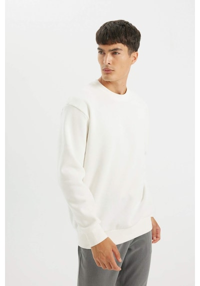 DeFacto Oversize Geniş Kalıp Bisiklet Yaka Kalın Basic Düz Sweatshirt T5139AZ24AUWT32