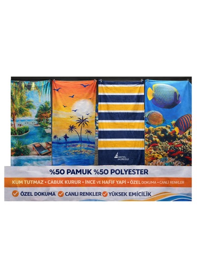 Bilmar Plaj Havlusu 70 X 140 Cm Kum Tutmaz - Hafif Ve Yüksek Emici X 4 Adet Çok Renkli