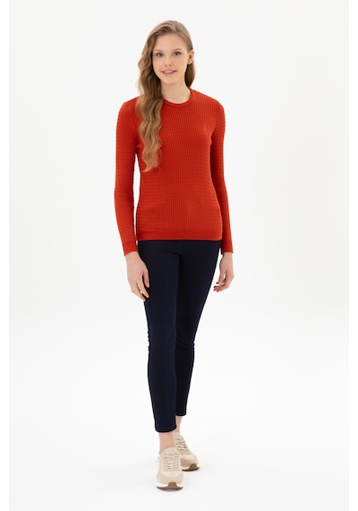 U.S. Polo Assn. Kadın Kiremit Bisiklet Yaka Basic Kazak 50307763-VR031