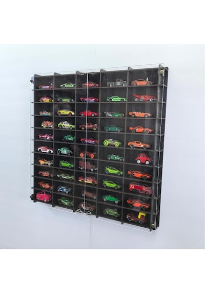 Pleksi Kapaklı 1/64 Ölçek 50araç Hotwheels Matchbox Metal Araç Uyumlu Model Oyuncak Araba Rafı Diğer