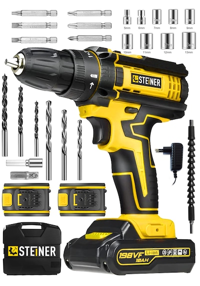 Steiner ST-198VF S Çift Akülü Darbeli Matkap Şarjlı Vidalama Sarı