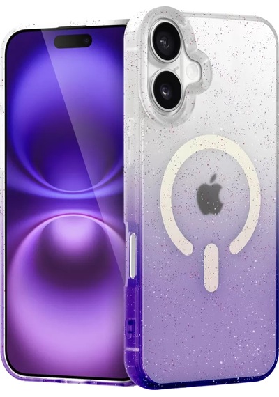Newface Apple İphone 16 Pummel Shiny Magsafe Kapak - Mor