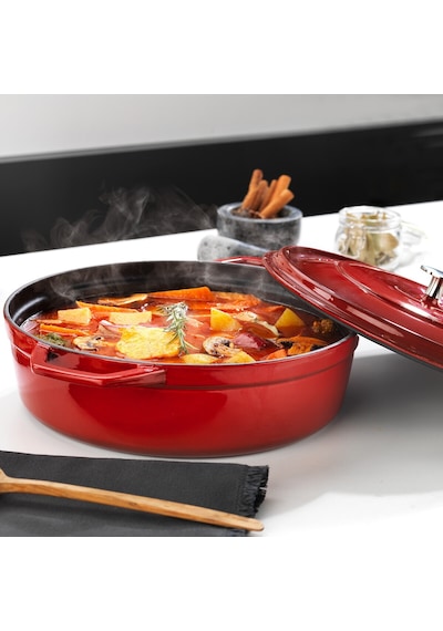 Schafer Guss Chef Döküm Basık Tencere 28 Cm Kırmızı