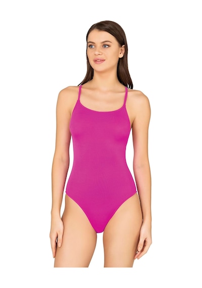 Endeep Kadın İnce Askılı Çapraz Sırt Detaylı Basic Pembe Mayo Pembe