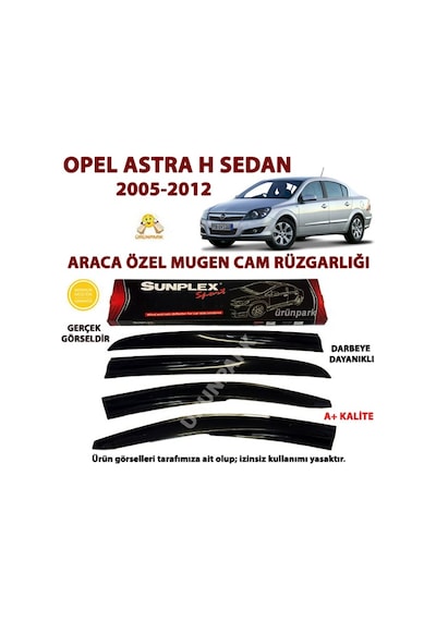 Sunplex Opel Astra H Sedan Mugen Cam Rüzgarlığı 4Lü Set