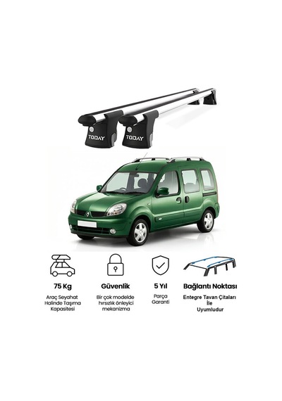 Trio-ı Renault Kangoo 1997-2007 Uyumlu Kilitli Ara Atkı 120cm Port Bagaj Tavan Barı