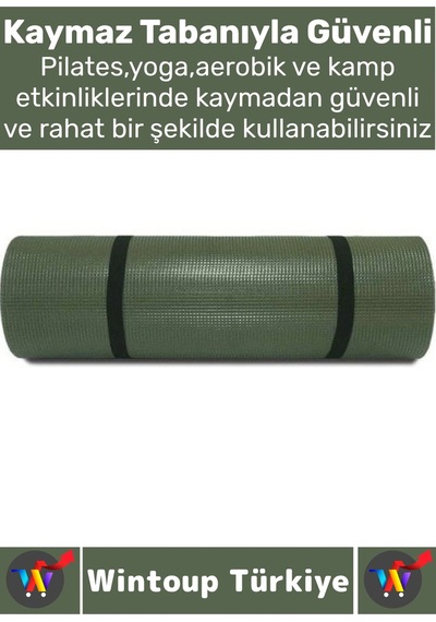 Dayanıklı Kamp Outdoor Yoga Pilates Su Geçirmez 12 Mm Kalın Köpük 180 X 60 Cm Askeri Haki Mat 2 Adet Çok Renkli