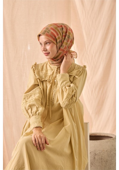 Silk Home Soft Eşarp 73096-13 Bal Köpüğü, Yeşil, Koyu Turuncu, Çimen Yeşili