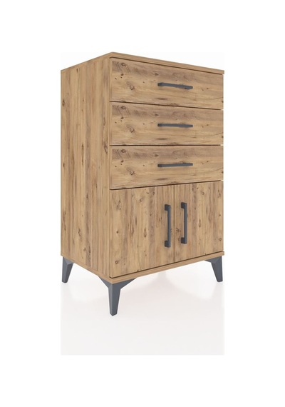Hyperion Komodin Tek Raflı 2 Çekmeceli 2 Kapaklı 60x44x96 Çam-çam Atlas Çam