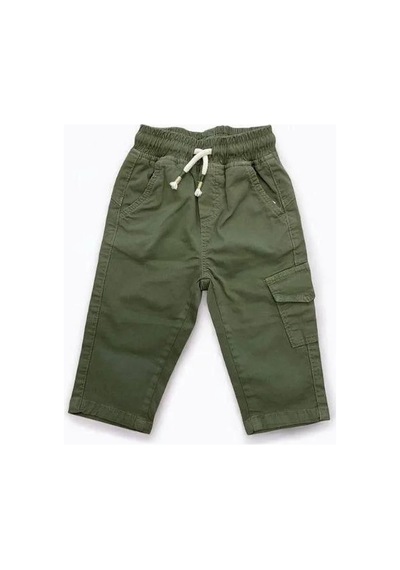 Çikoby Erkek Bebek Bel Lastikli Dokuma Yeşil Pantolon-15321 Yeşil