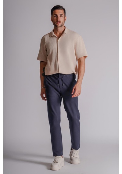Braccas Erkek Yandan Cepli Beli Lastikli Relaxed Fit Chino Pantolon Lacivert Lacivert