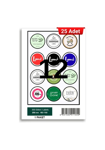 Herboy Hb-1160 60 X 60 Mm A4 Baskılı Laser Etiket 25 Adet