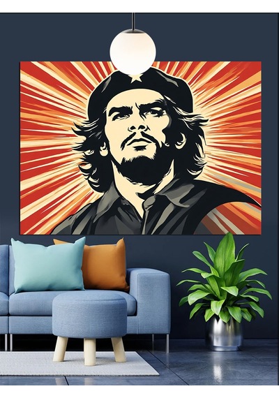 Che Guevara Siyah Portresi Dekoratif Kanvas - Mdf Ahşap Tablo