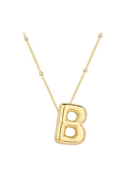 Gumush  Gümüş Gold Balon B Harfi Kadın Kolye
