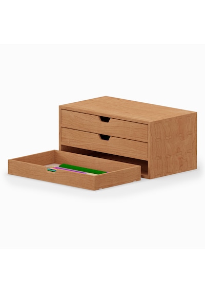 Desna Üç Katlı Üç Çekmeceli Dolap - Kiraz 34 Cm Uzunluk X 19 Cm Derinlik X 15.8 Cm Woodsaka Doğal Ahşap