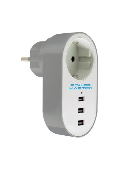 Powermaster PM-4913 3 USB Girişli Tekli Akım Korumalı Priz Beyaz
