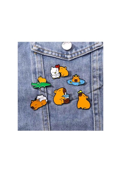Capybara Kadın Broş, Çocuk Broş, İğneli Broş, Klipsli Broş Yaka Broşu, Çeket Yaka İğnesi, Mineli B81
