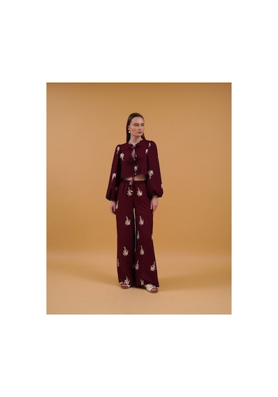Verymoda Önden Baglamalı Nakışlı Bluz - F1711 Bordo