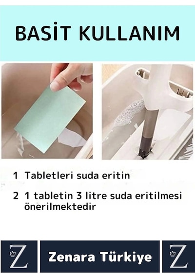 Premium Dükkan Fayans Ahşap Parçalanabilir Pratik Kullanım Zemin Parlatma Temizleme Tableti 40 Adet Diğer
