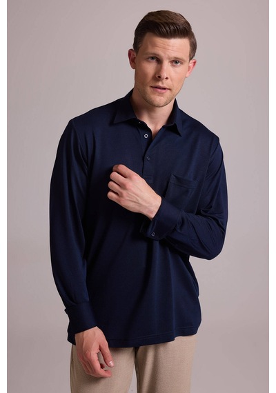 Ysf Erkek Lacivert Polo Yaka Sweatshirt