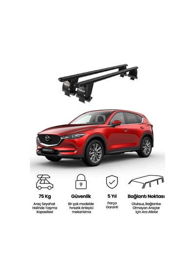 Royal Mazda Cx-5 2017 Ve Sonrası Uyumlu Siyah Ara Atkı Port Bagaj Tavan Barı