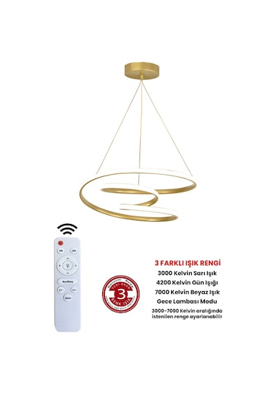 Ransom Kumandalı Gold Dimmerli Led Avize Galaksi Ledli Avize Altın