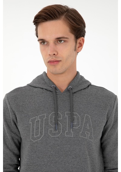 U.S. Polo Assn. Erkek Regular Fit Kapüşonlu Antrasit Melanj Basic Sweatshirt 50295175-VR081