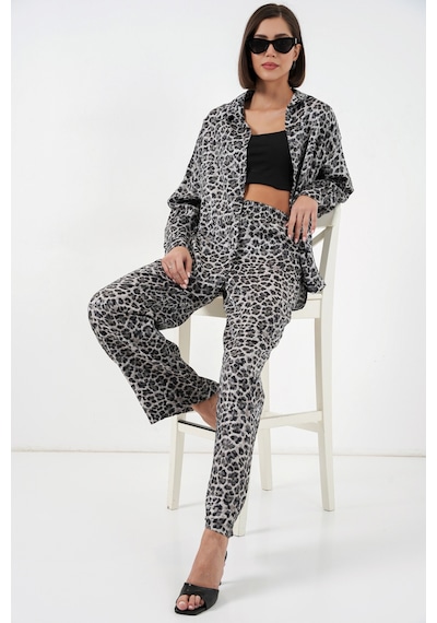 Bigdart 6699 Leopar Desenli Alt Üst Takım - Antrasit