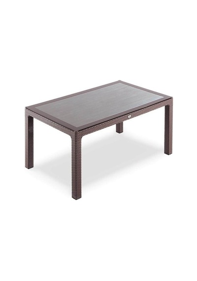 Novussi Liverno Rattan KAHVE Masa Takımı 90*150 Camlı Masa 6 Adet Kahverengi