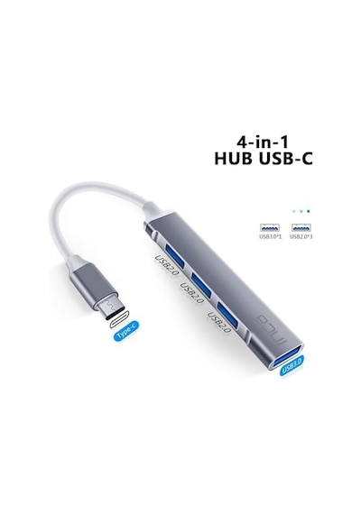 Inca Iusb-04txt Usb-c Hub, 4 Bağlantı Noktalı, 1x Usb 3.0 + 3x Usb 2.0, İnce Alüminyum Kasa