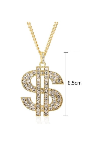 Thug Life Hip Hop Rap Gangster Büyük Dolar Kolye Zinciri Gümüş